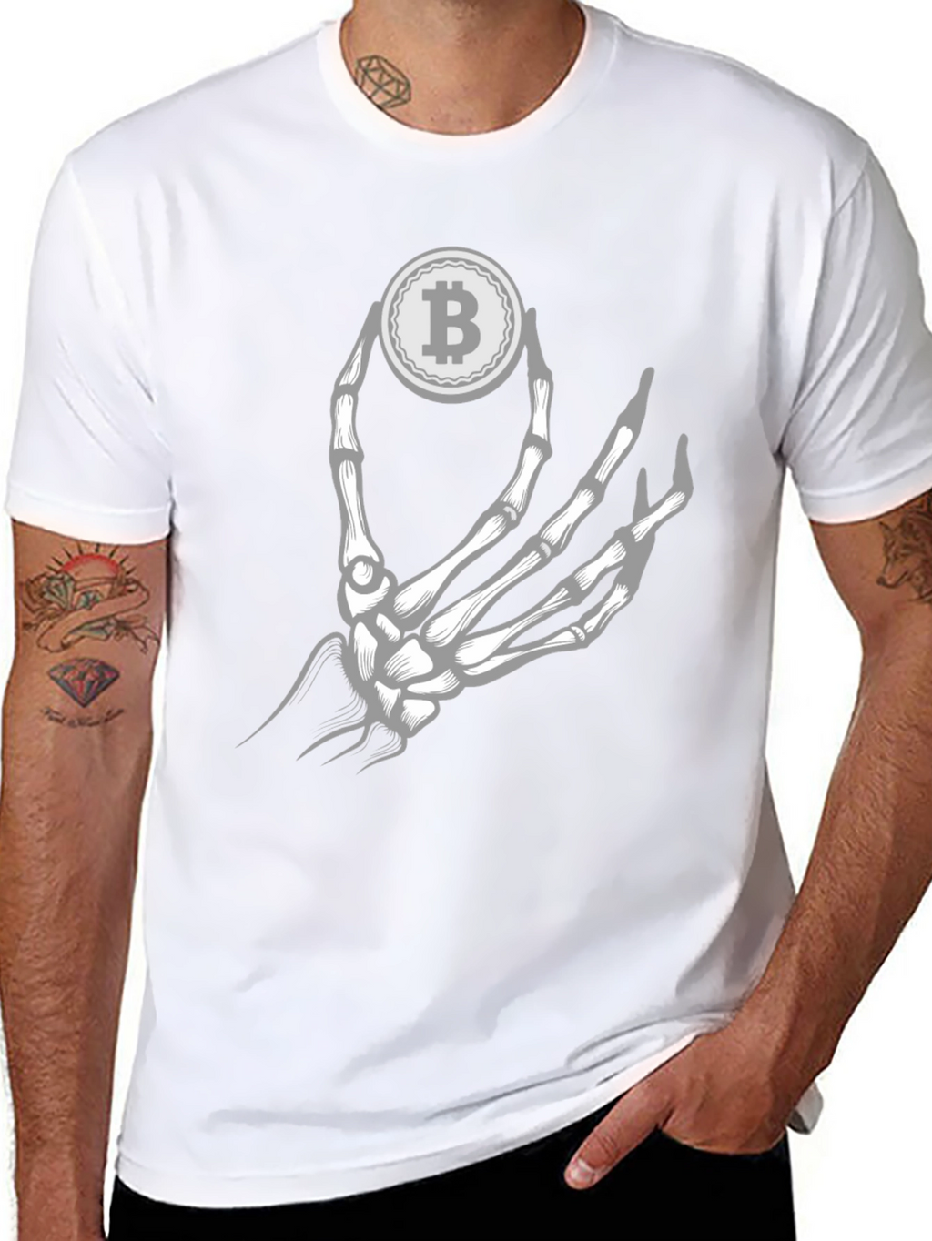 Bitcoin Skeleton Hand Graphic Tee