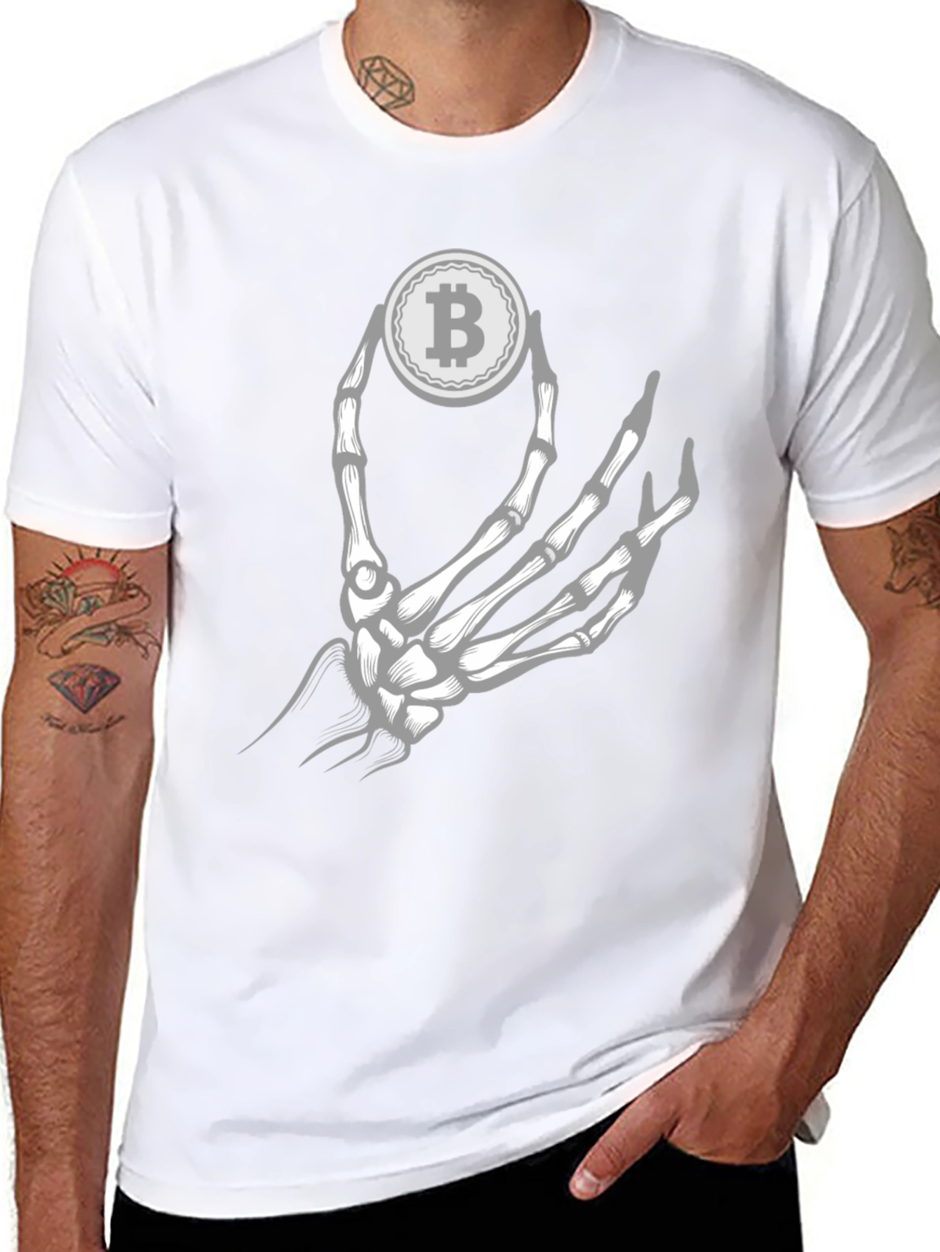 Bitcoin Skeleton Hand Graphic Tee