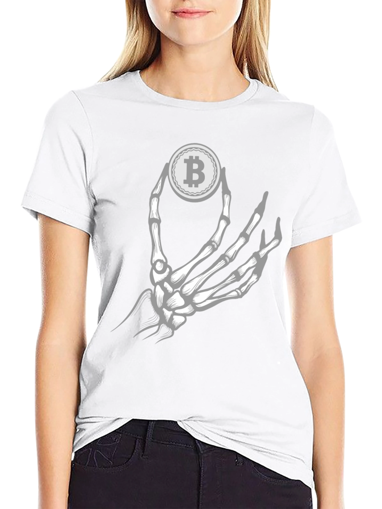 Bitcoin Skeleton Hand Graphic Tee