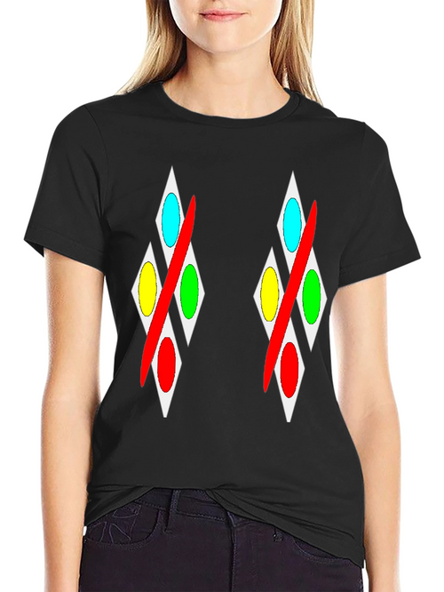 Abstract Diamond Pattern Black T-Shirt