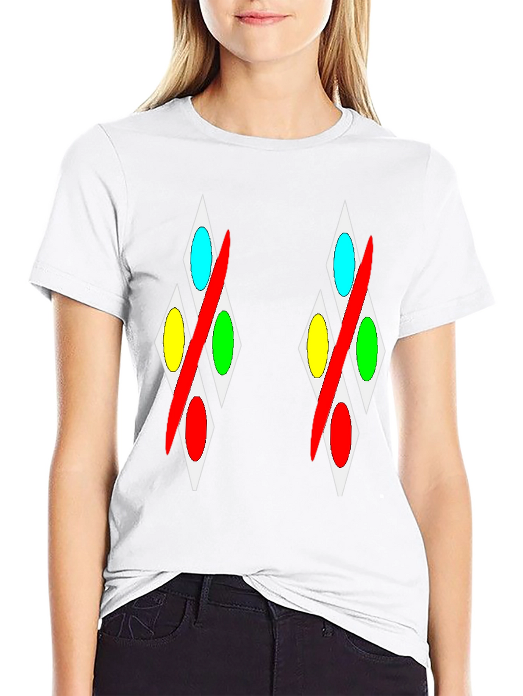 Abstract Diamond Pattern Black T-Shirt