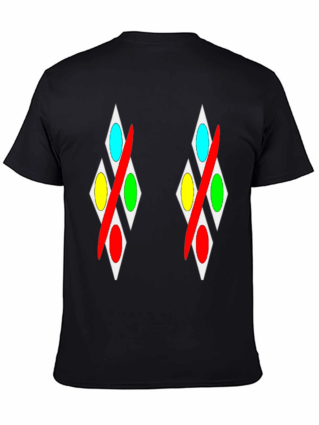 Abstract Diamond Pattern Black T-Shirt