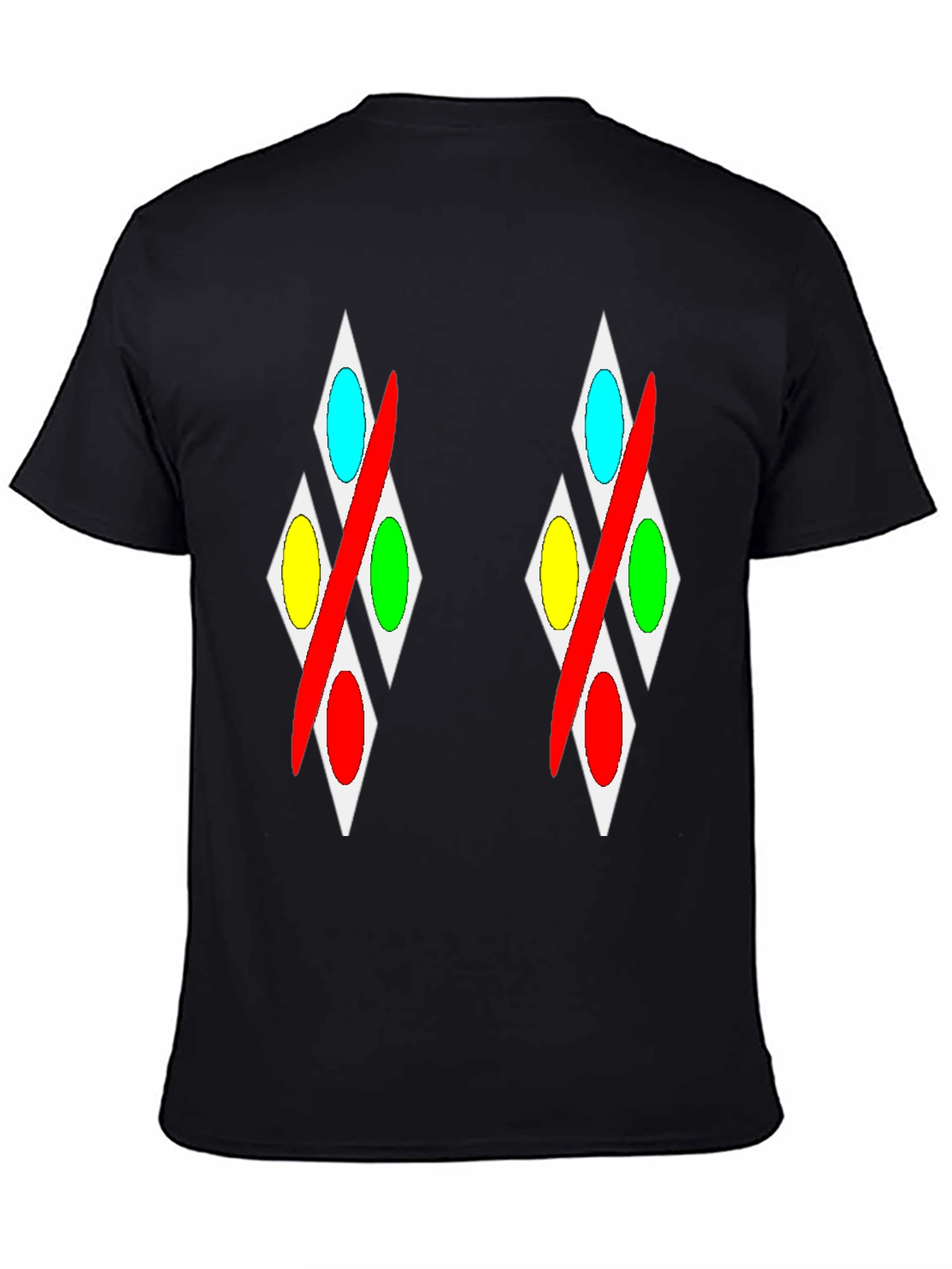 Abstract Diamond Pattern Black T-Shirt