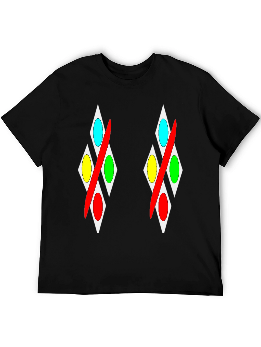 Abstract Diamond Pattern Black T-Shirt