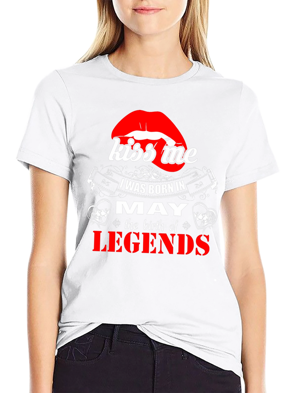 May Birthday Legends T-Shirt - Kiss Me Lips Graphic