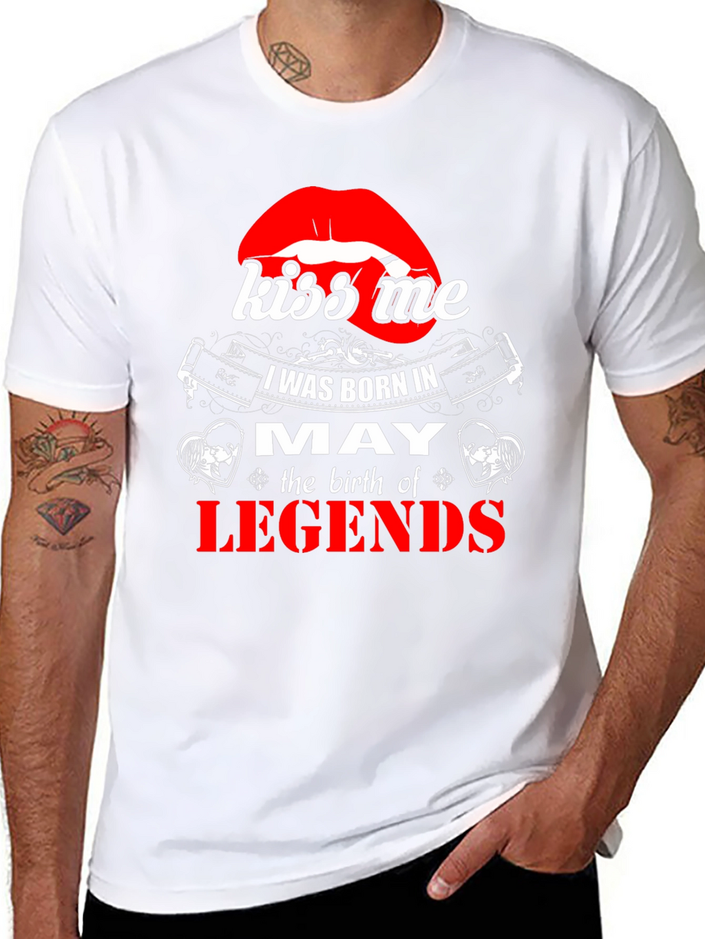 May Birthday Legends T-Shirt - Kiss Me Lips Graphic