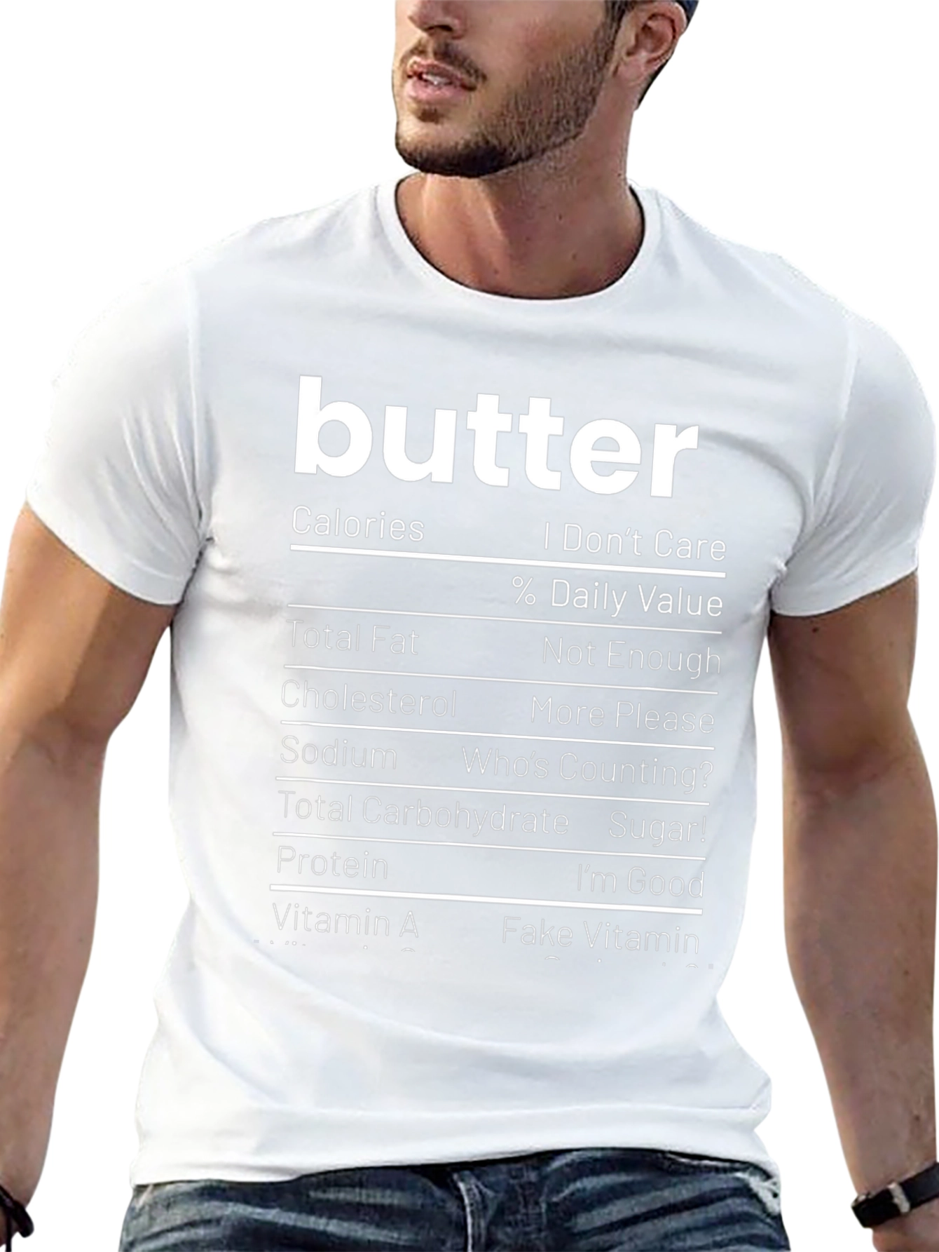 Funny Butter Nutrition Facts Black T-Shirt