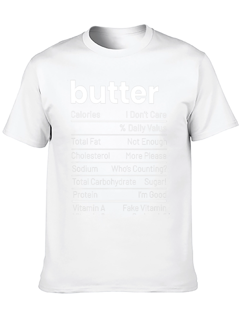 Funny Butter Nutrition Facts Black T-Shirt