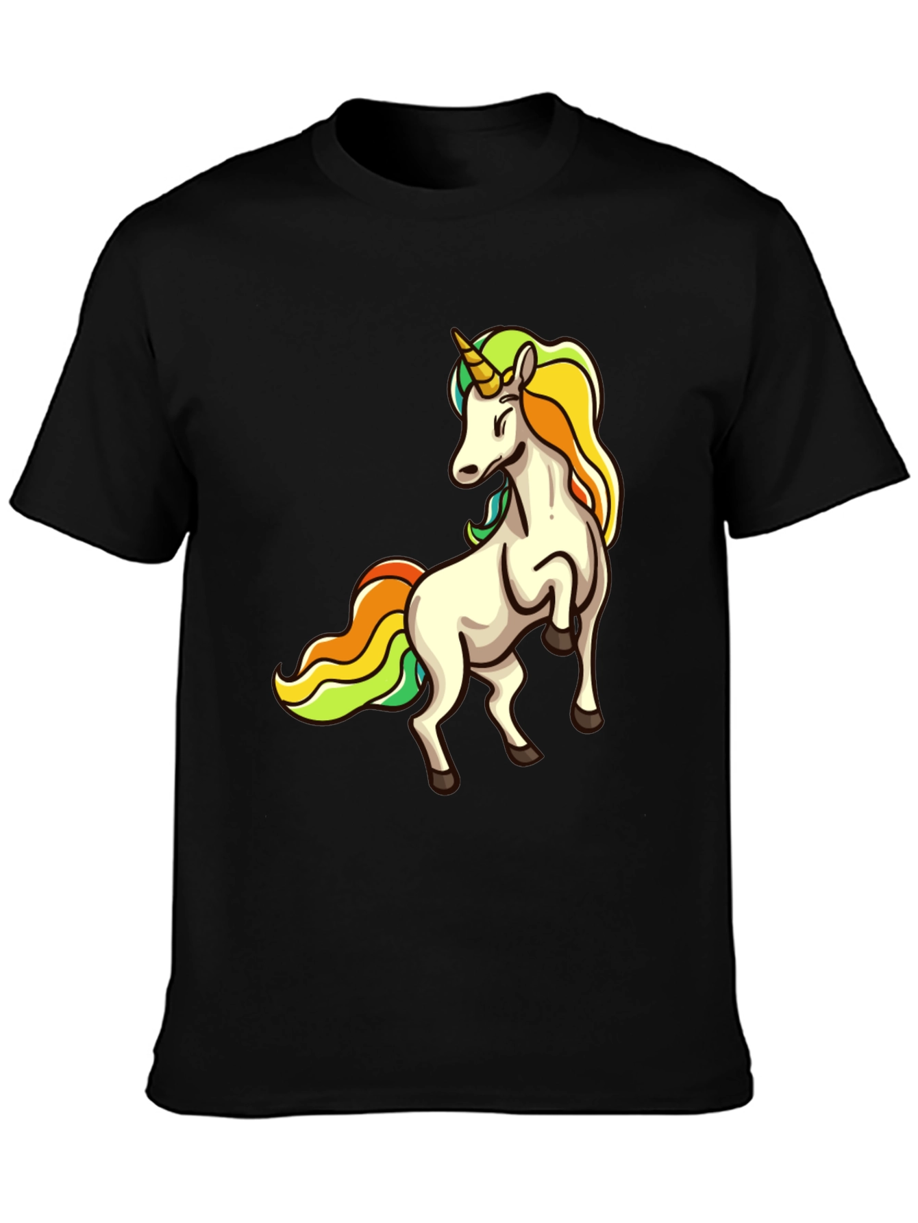 Unicorn Graphic Print Black T-Shirt