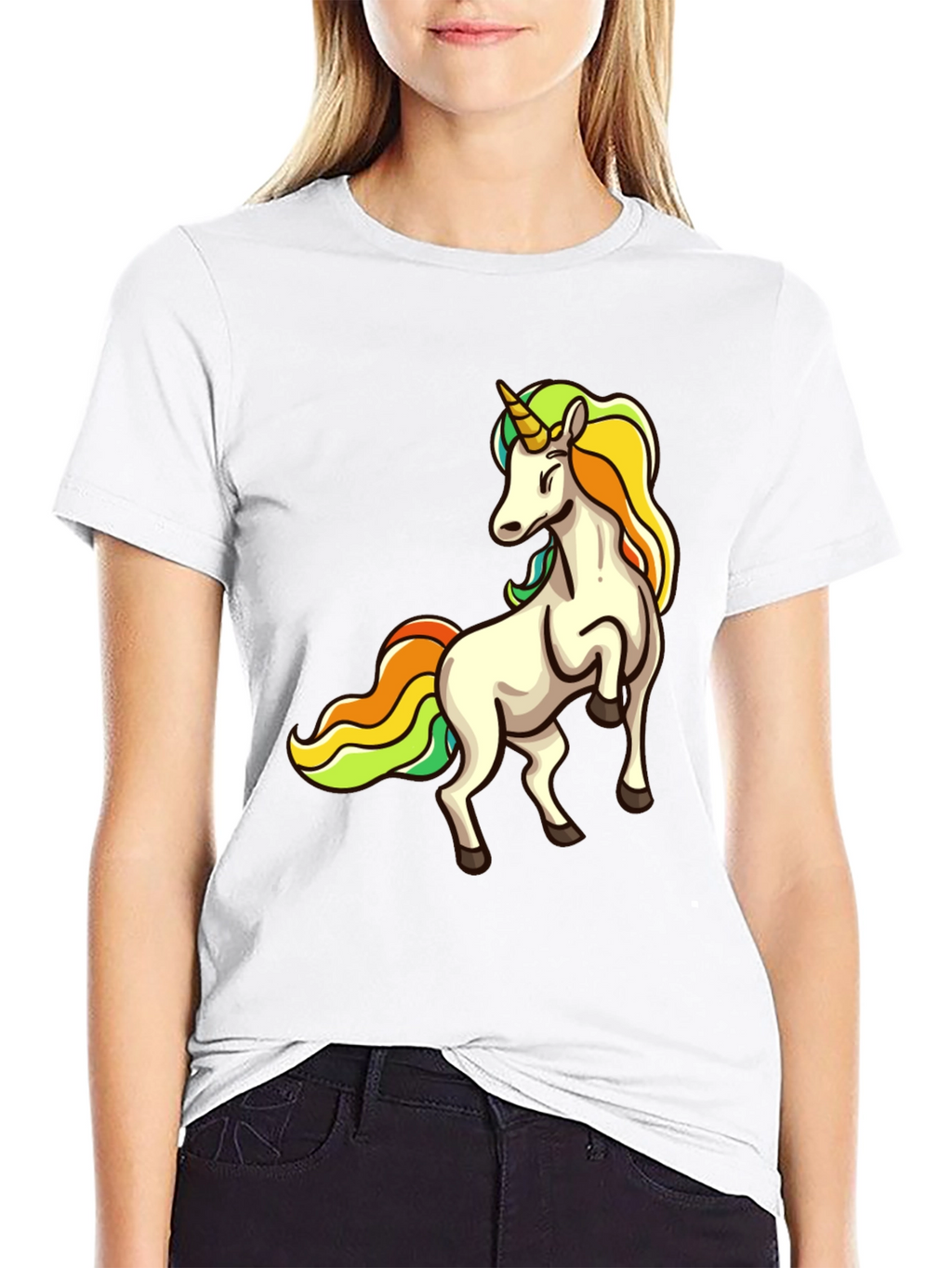 Unicorn Graphic Print Black T-Shirt