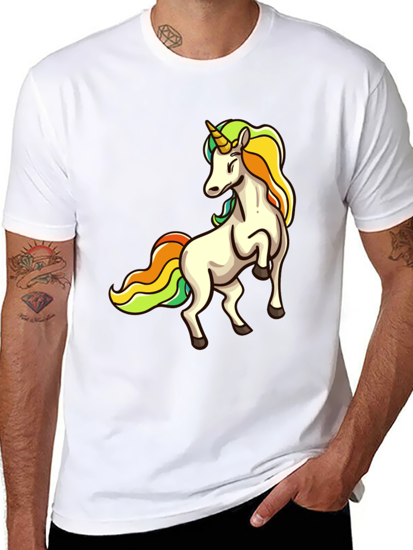 Unicorn Graphic Print Black T-Shirt
