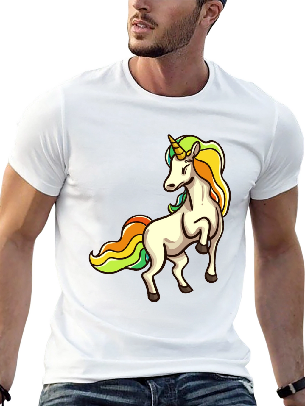 Unicorn Graphic Print Black T-Shirt