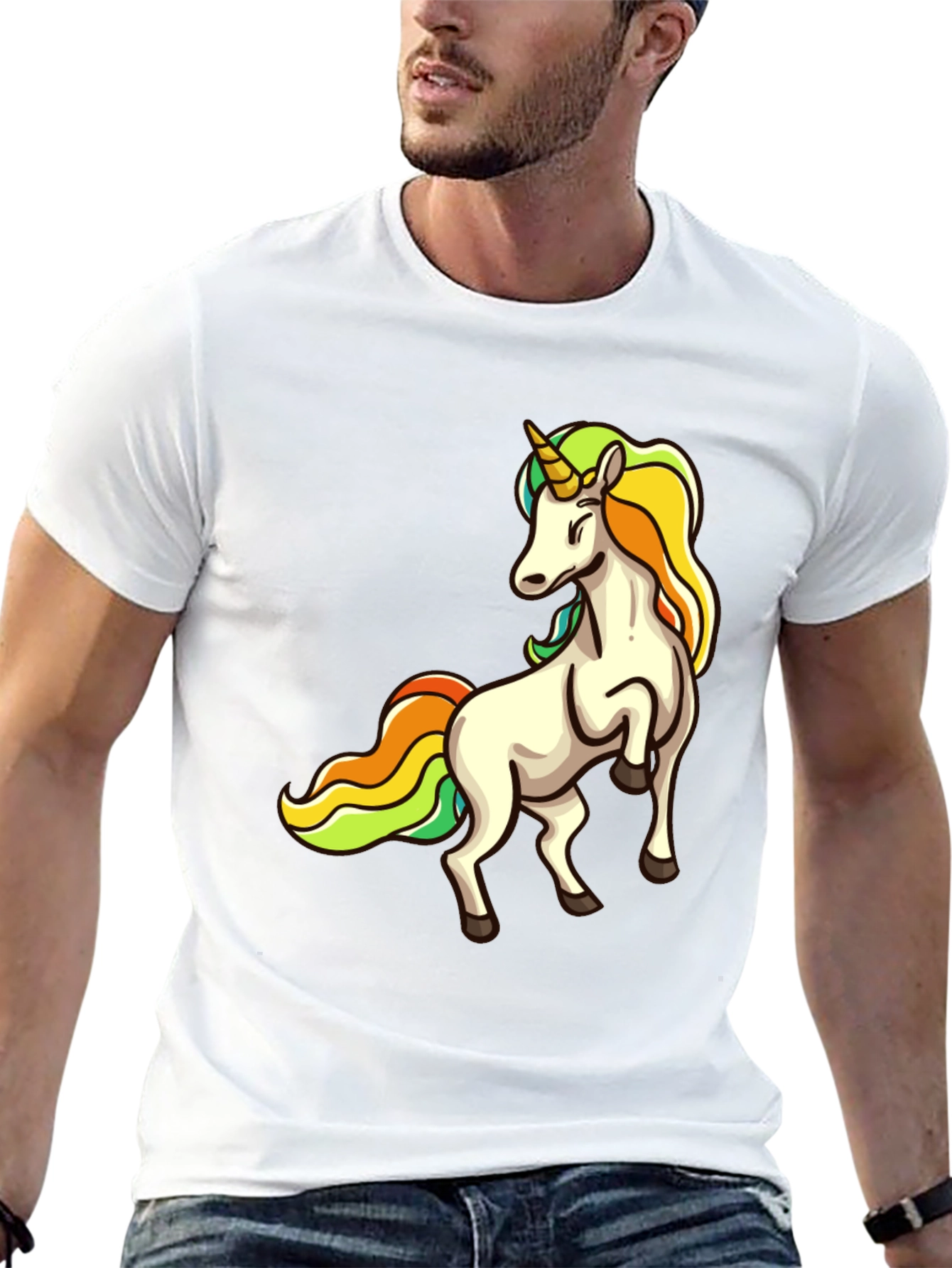 Unicorn Graphic Print Black T-Shirt