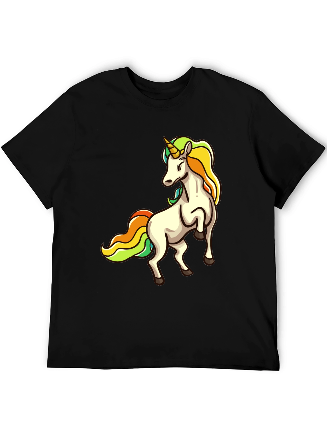 Unicorn Graphic Print Black T-Shirt