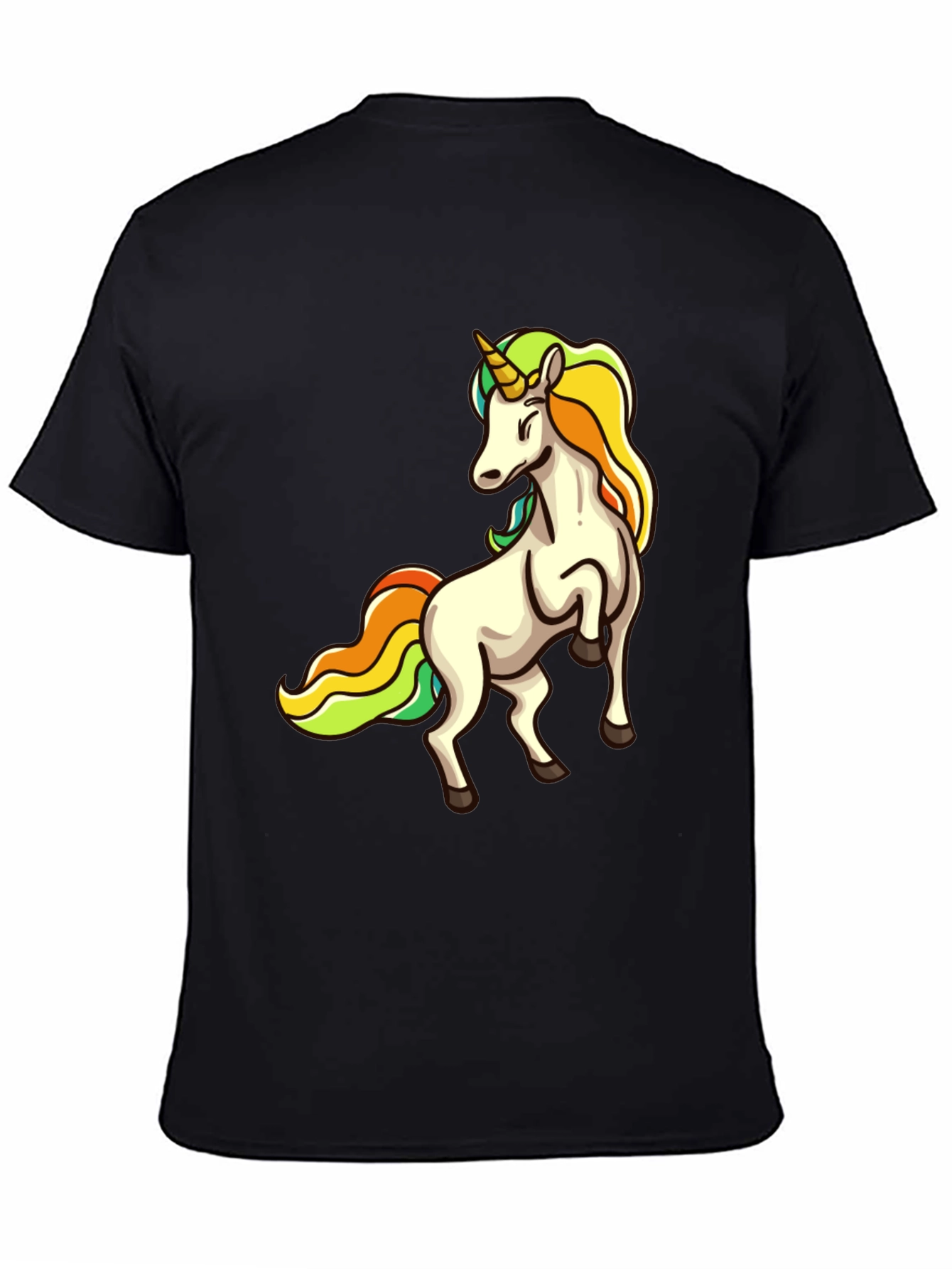 Unicorn Graphic Print Black T-Shirt