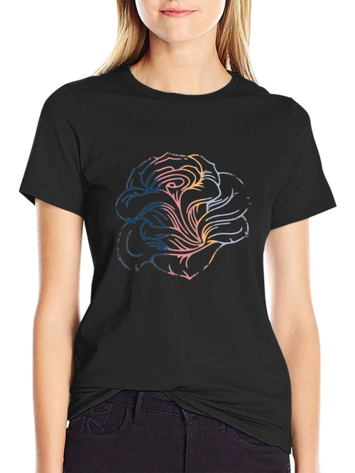 Abstract Rose Graphic T-Shirt - Mens Black Tee