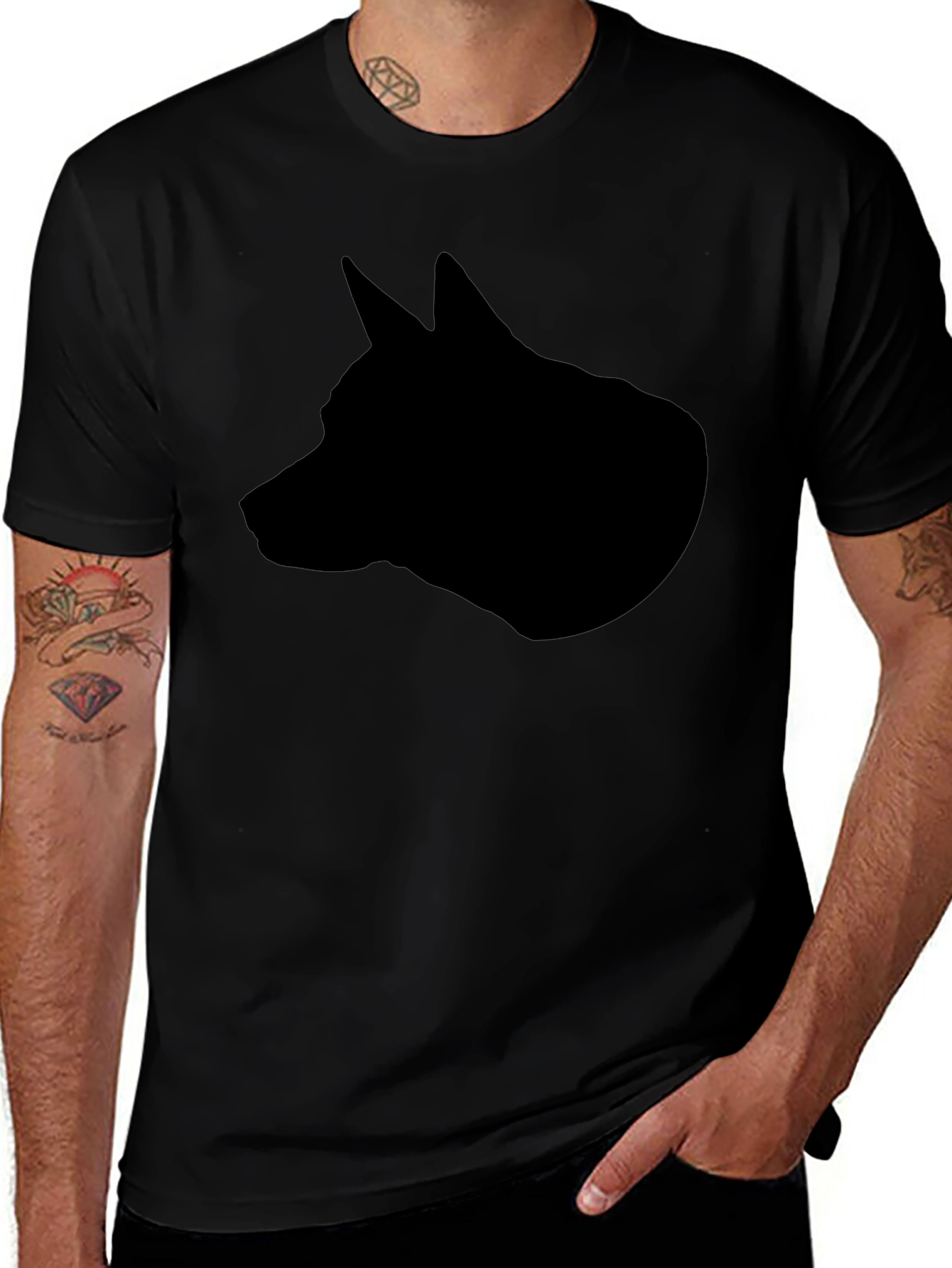 Black Dog Silhouette Graphic Tee - Modern Casual Style
