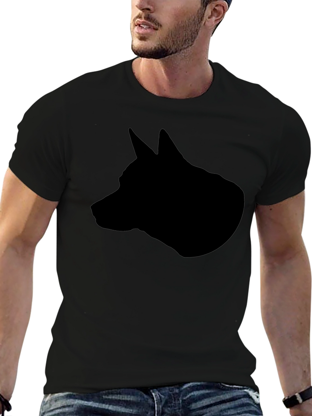 Black Dog Silhouette Graphic Tee - Modern Casual Style
