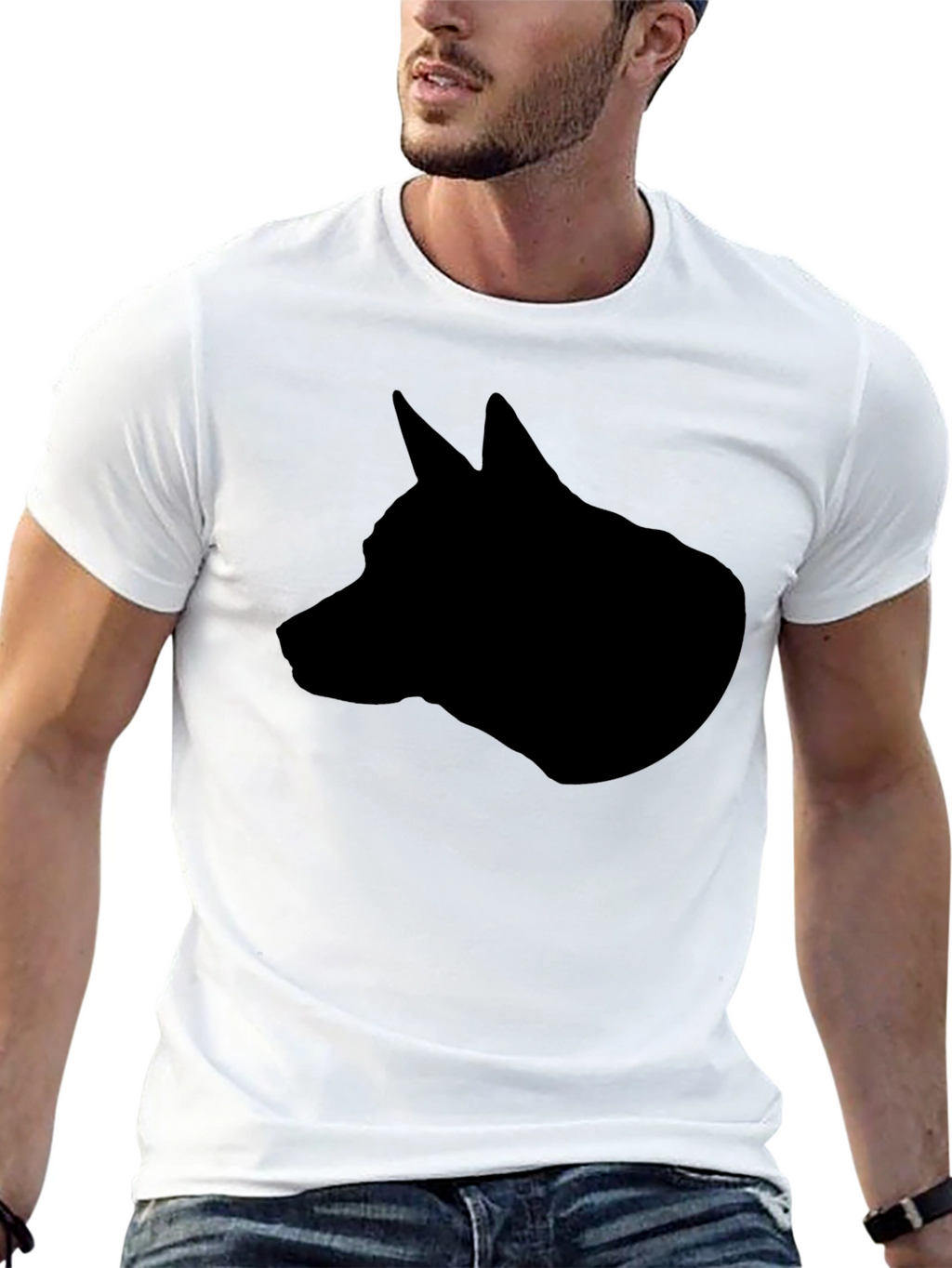 Black Dog Silhouette Graphic Tee - Modern Casual Style