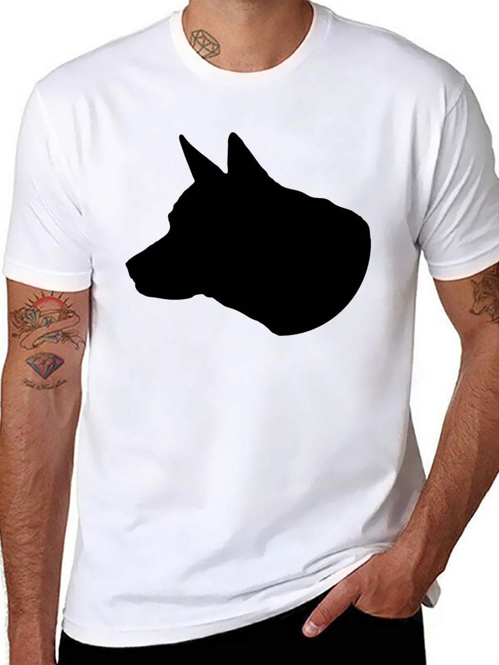 Black Dog Silhouette Graphic Tee - Modern Casual Style