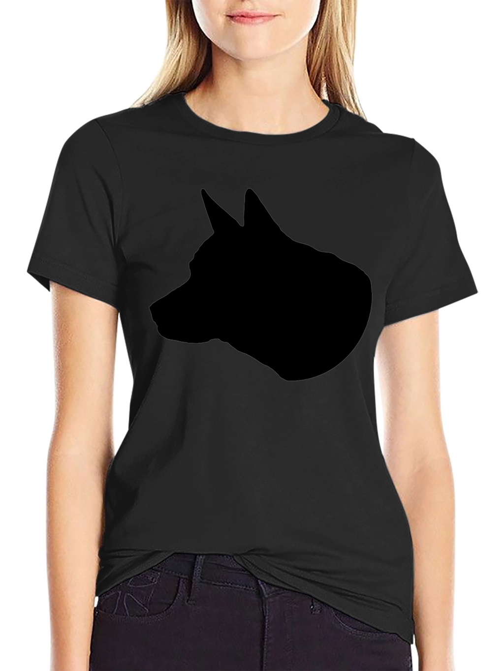 Black Dog Silhouette Graphic Tee - Modern Casual Style