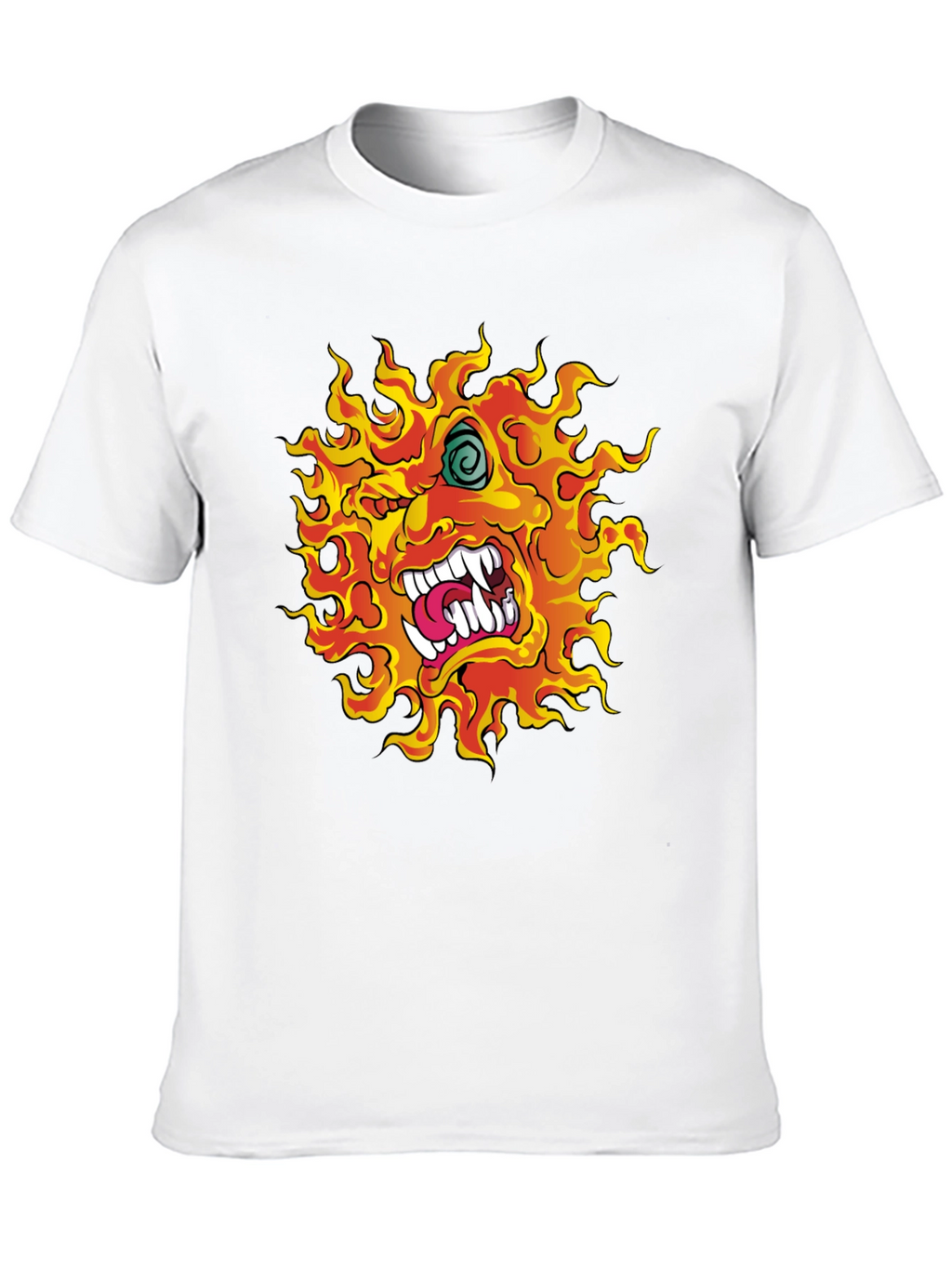 Fiery Monster Graphic Print Black T-Shirt
