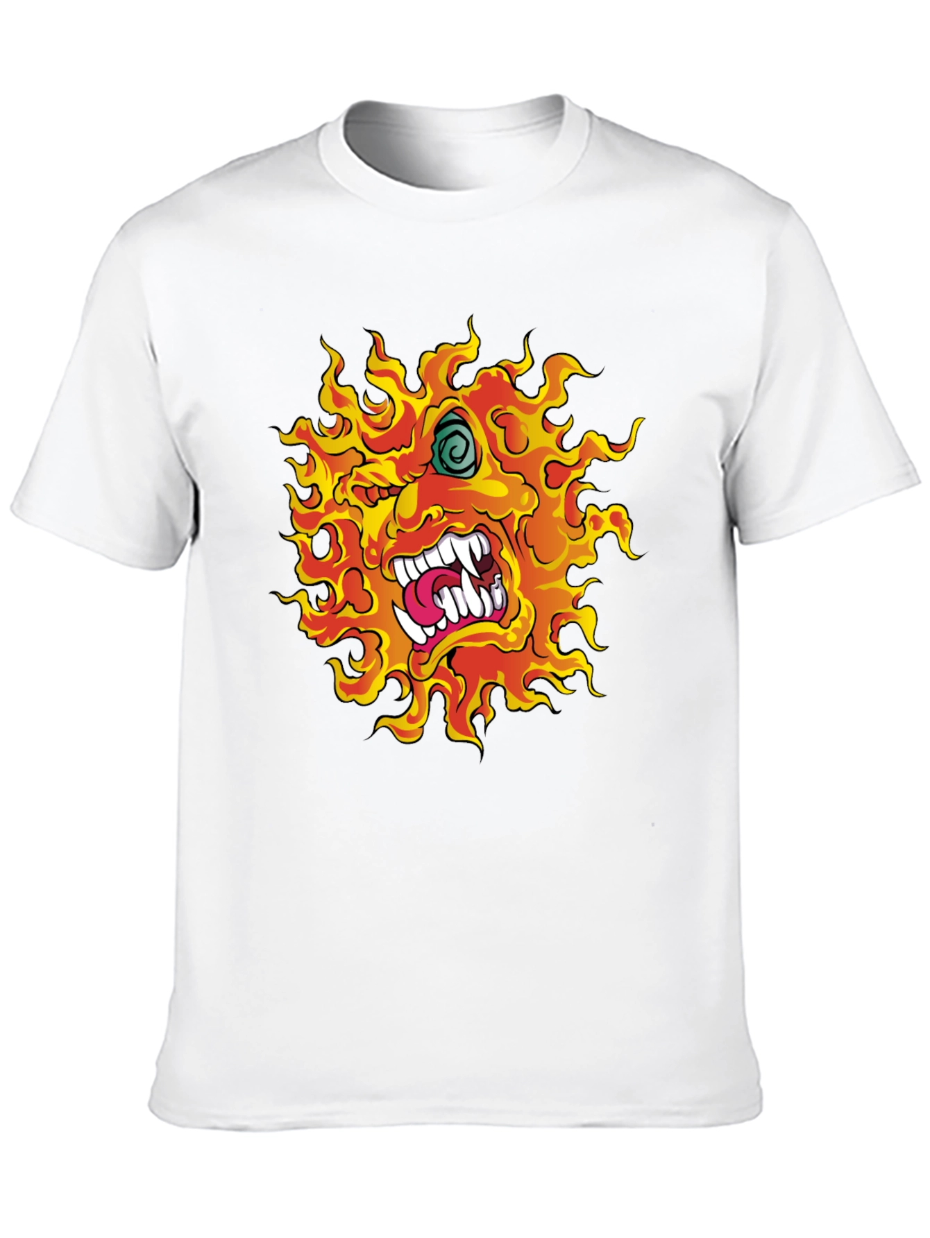 Fiery Monster Graphic Print Black T-Shirt