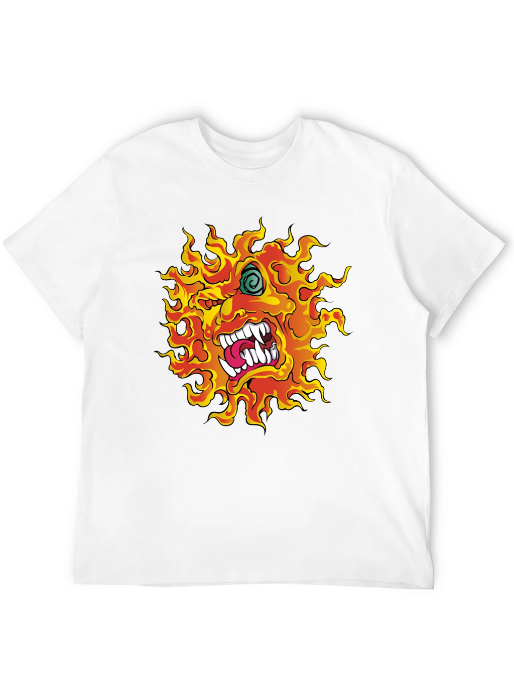 Fiery Monster Graphic Print Black T-Shirt