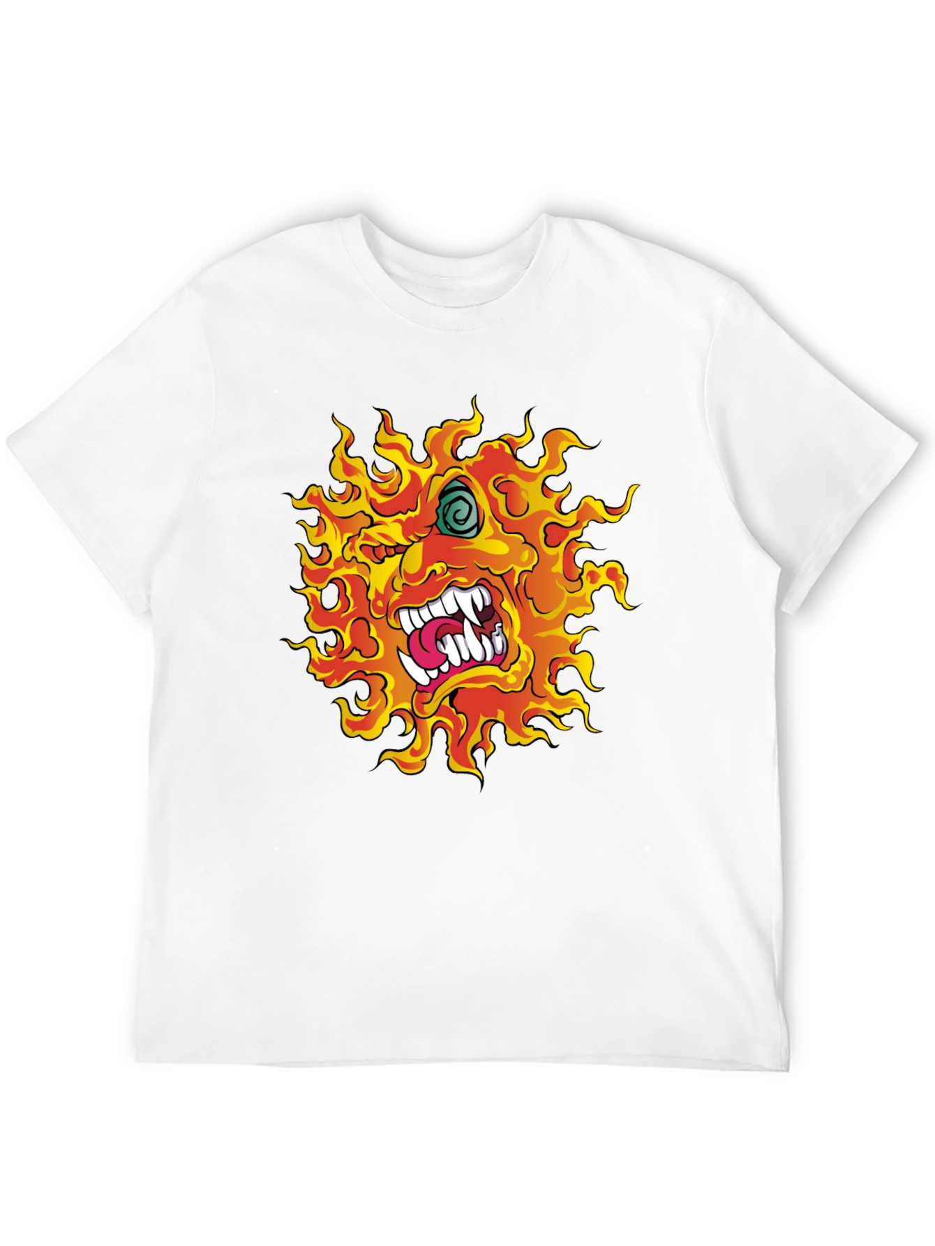 Fiery Monster Graphic Print Black T-Shirt