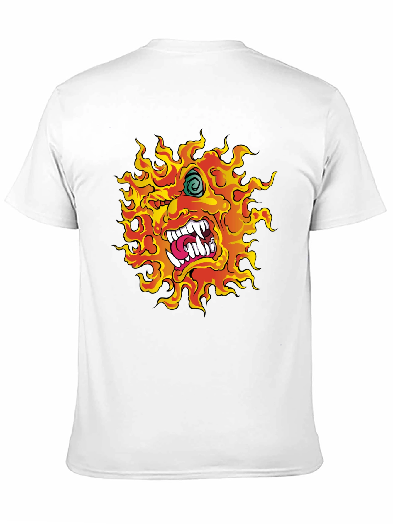Fiery Monster Graphic Print Black T-Shirt