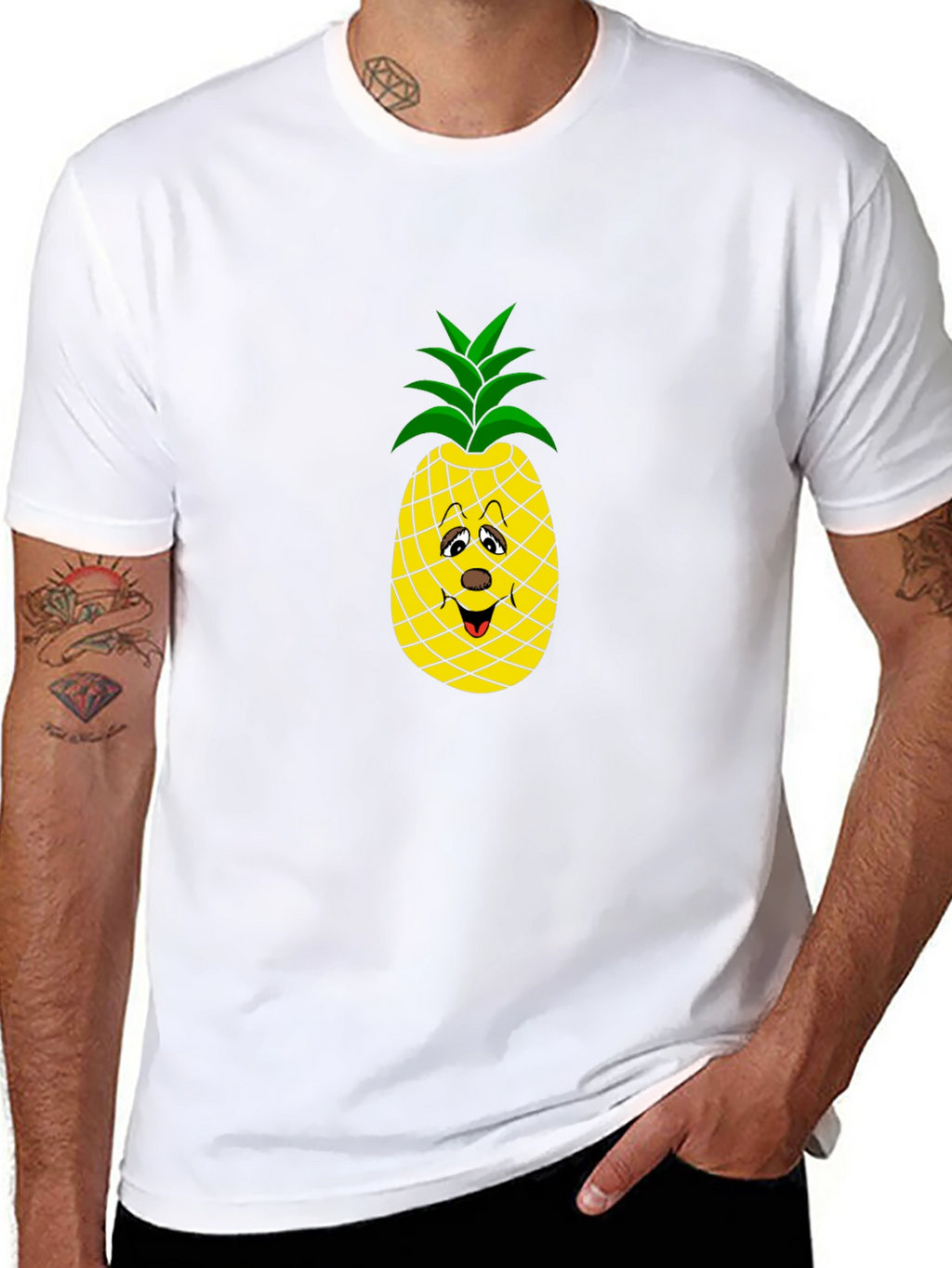 Funny Pineapple Graphic Tee - Black Cotton T-Shirt