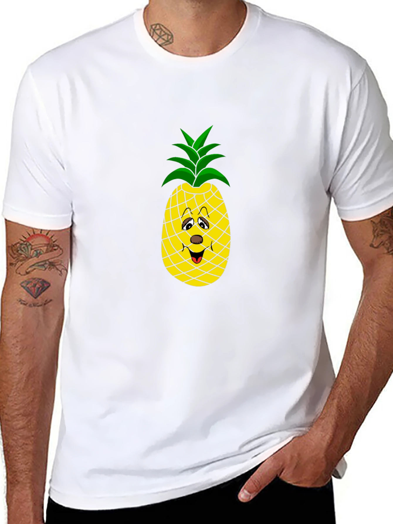 Funny Pineapple Graphic Tee - Black Cotton T-Shirt