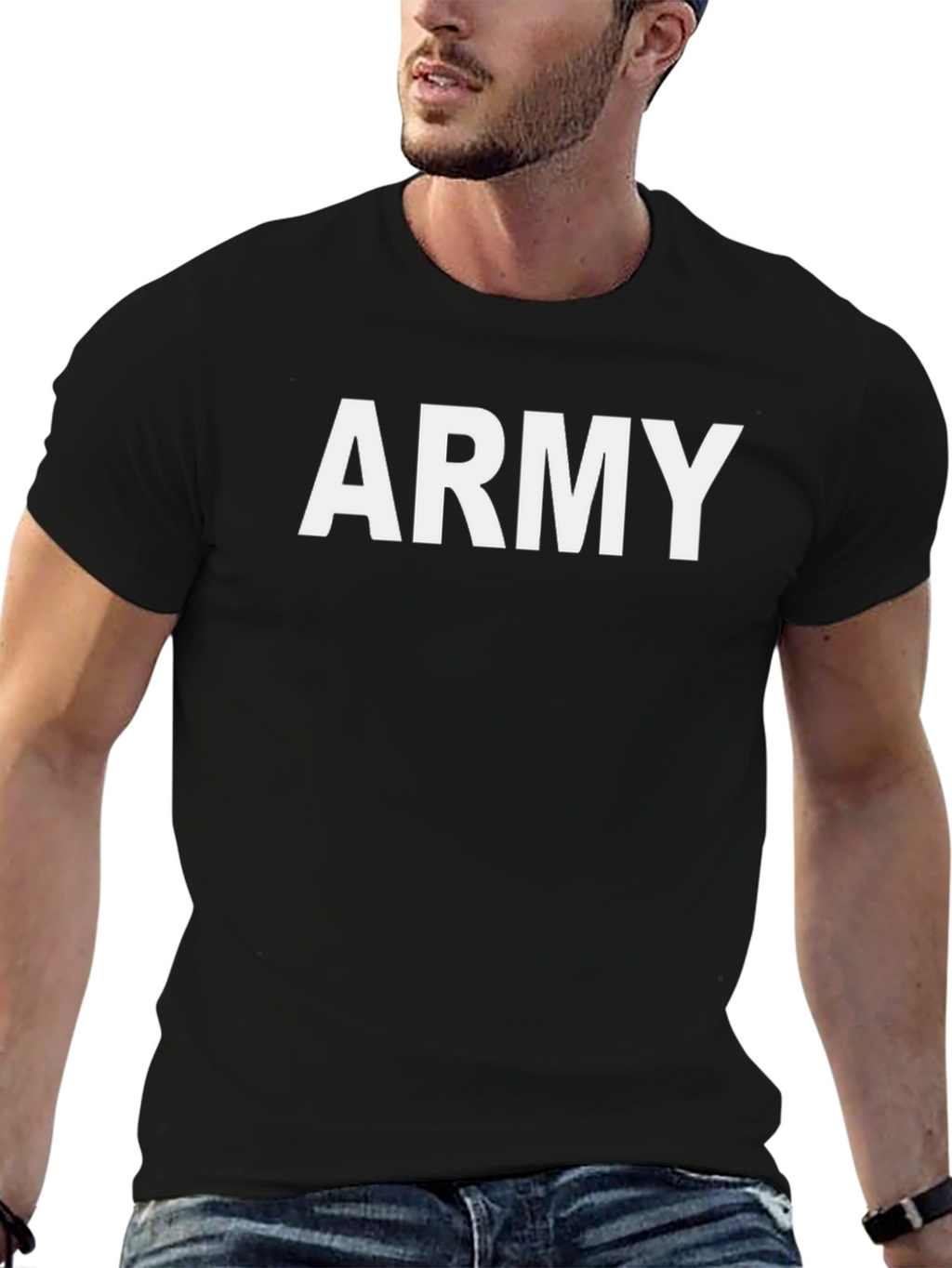 Bold Army Graphic Tee - Black Cotton Blend