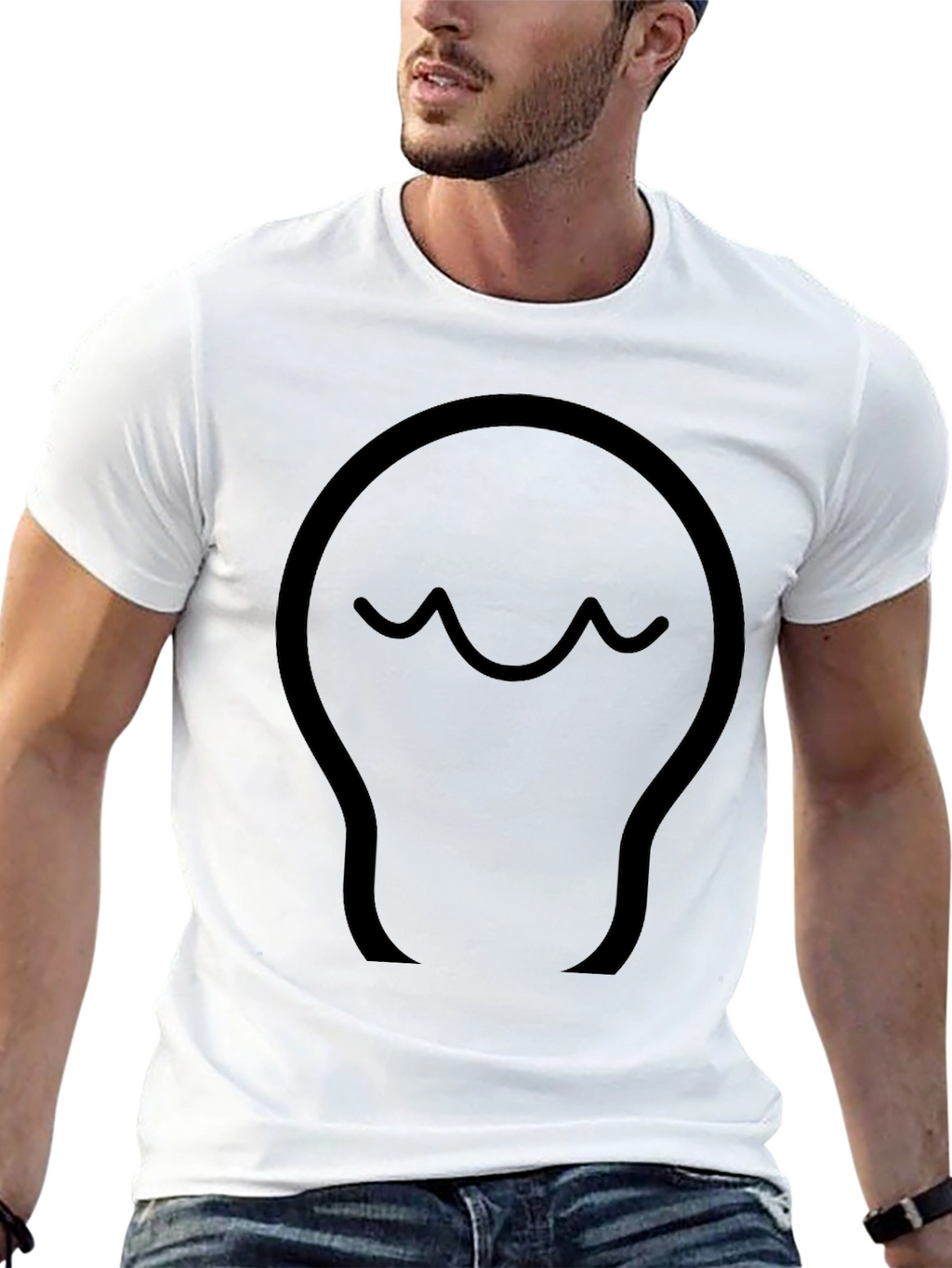 Minimalist Wave Design Black T-Shirt