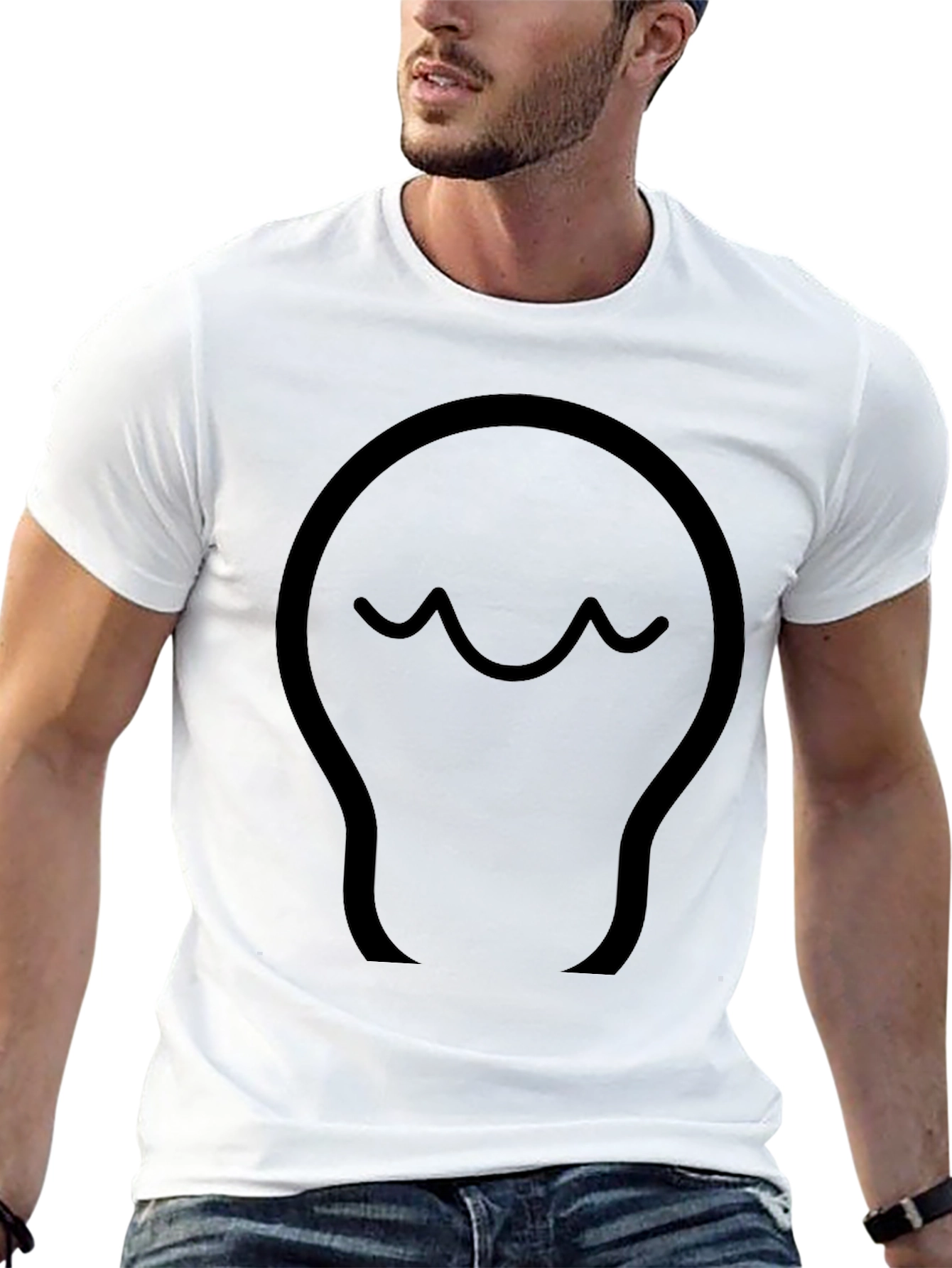 Minimalist Wave Design Black T-Shirt