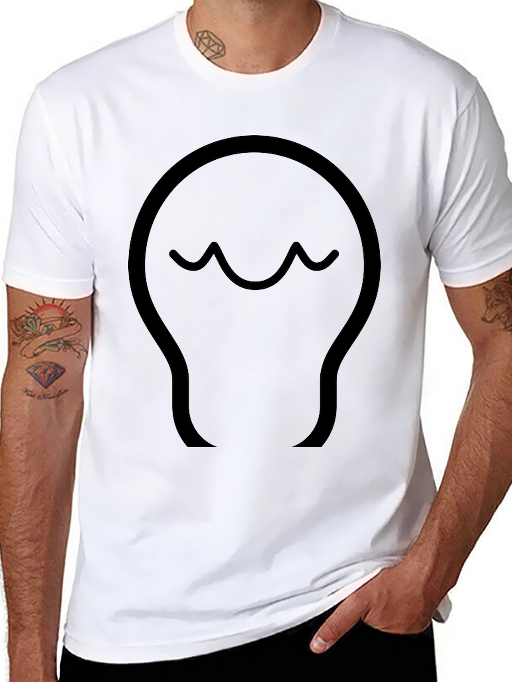 Minimalist Wave Design Black T-Shirt