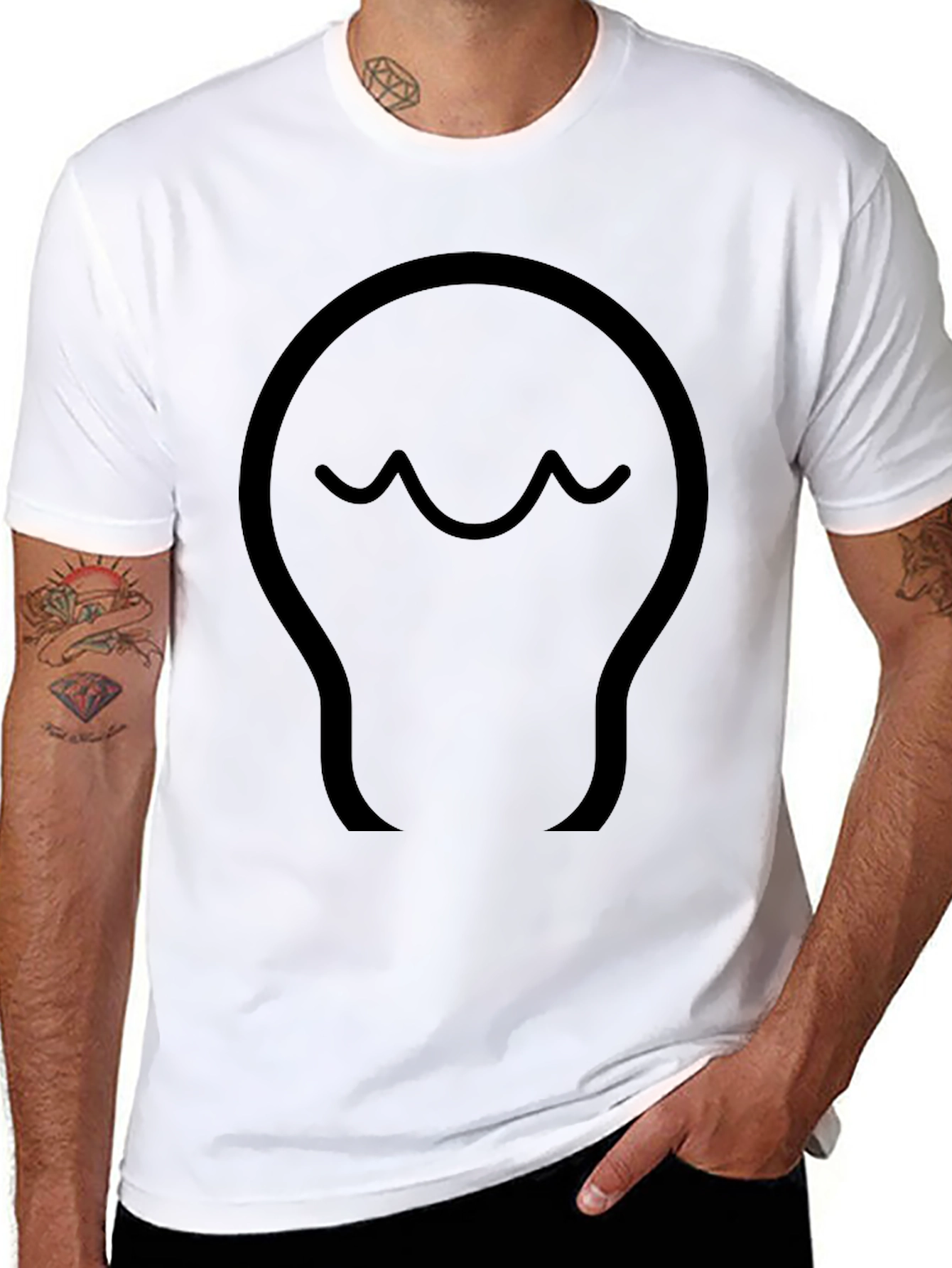Minimalist Wave Design Black T-Shirt