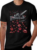 Bomber Plane Lips Print Graphic Tee - Unique Design