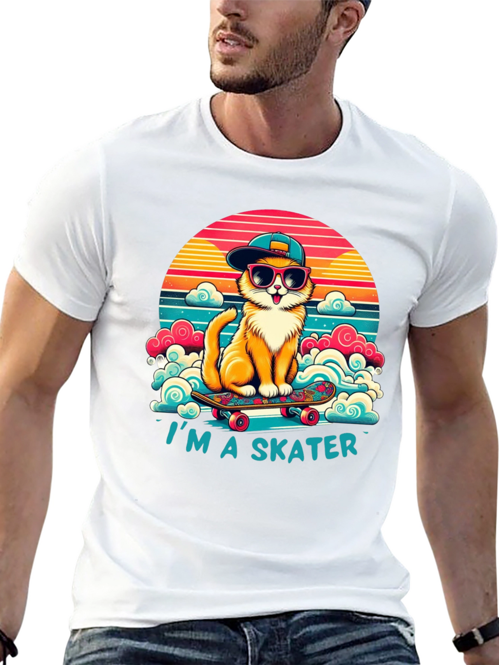 Cool Cat Skater T-Shirt - Retro Style