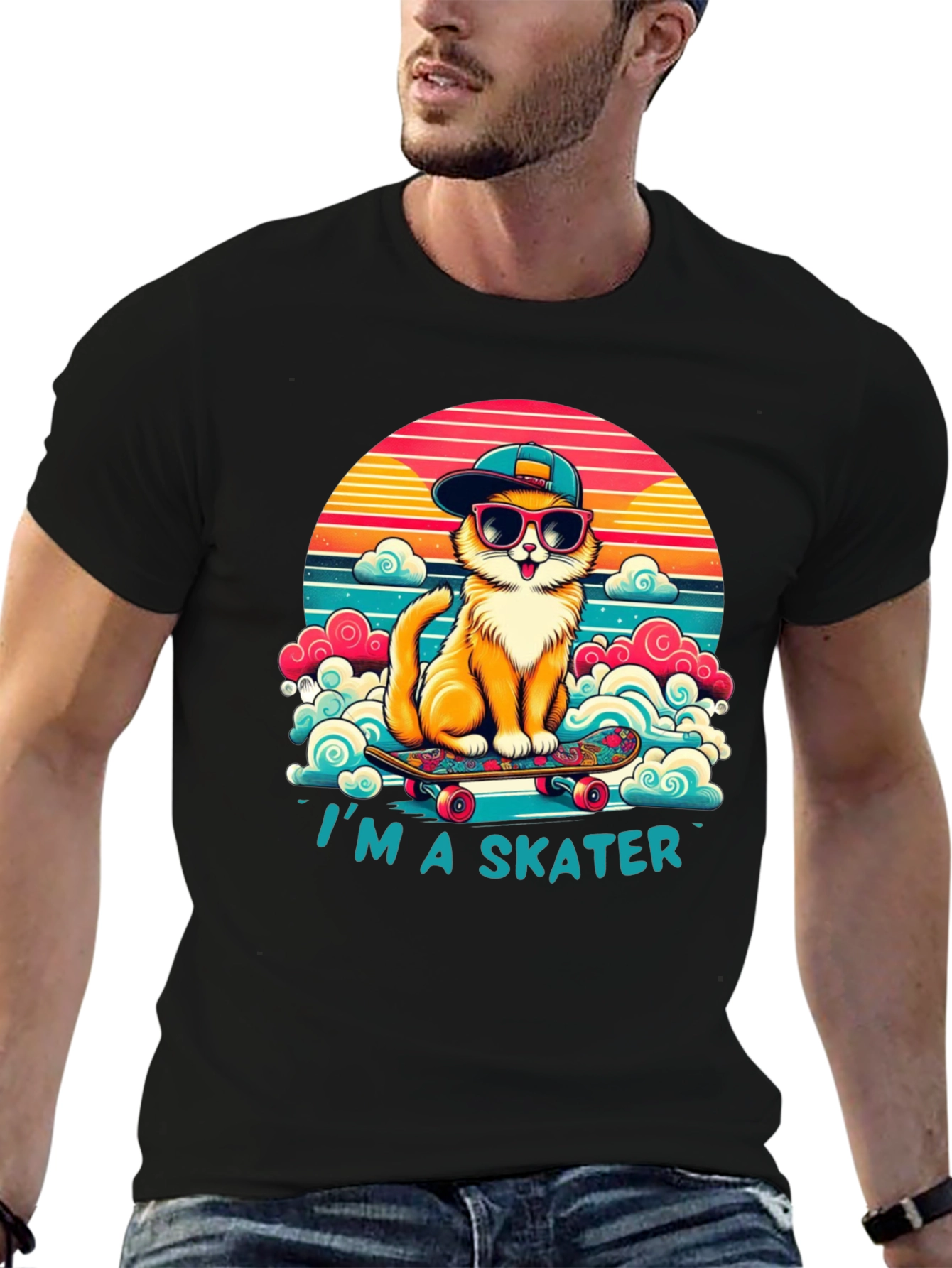 Cool Cat Skater T-Shirt - Retro Style