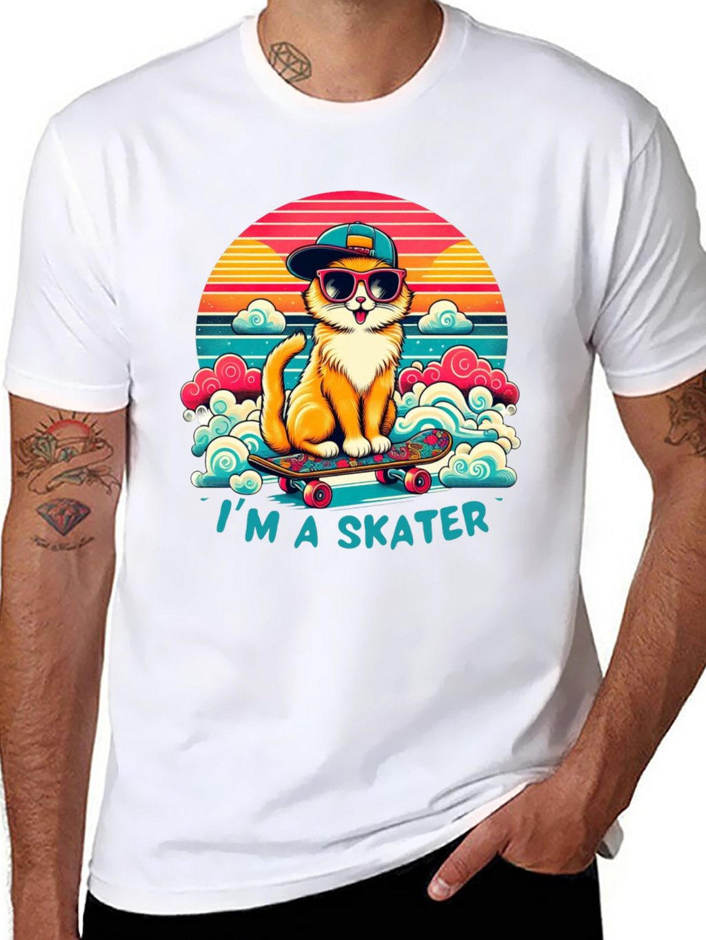 Cool Cat Skater T-Shirt - Retro Style