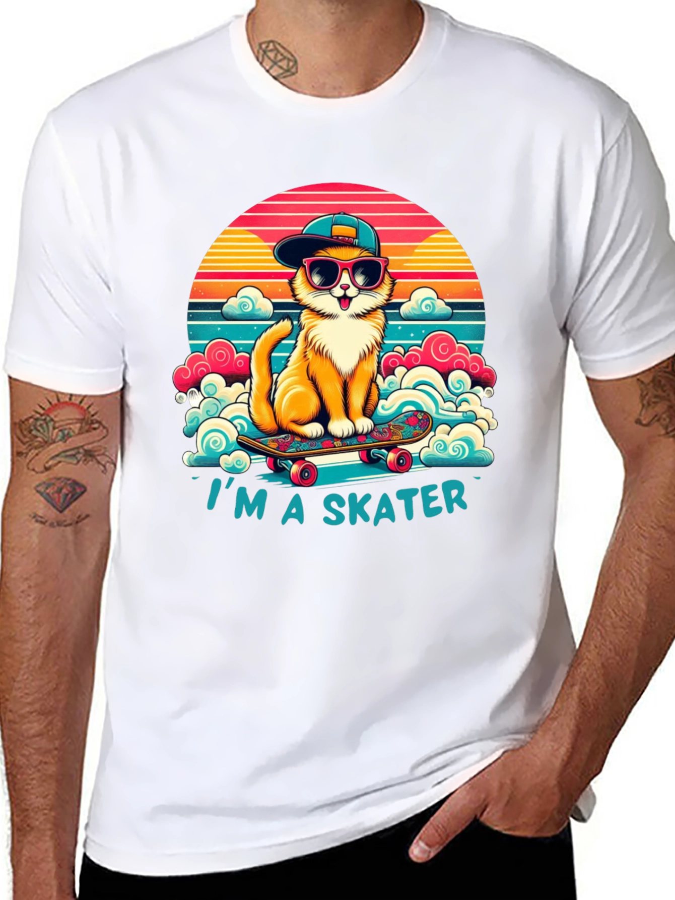 Cool Cat Skater T-Shirt - Retro Style