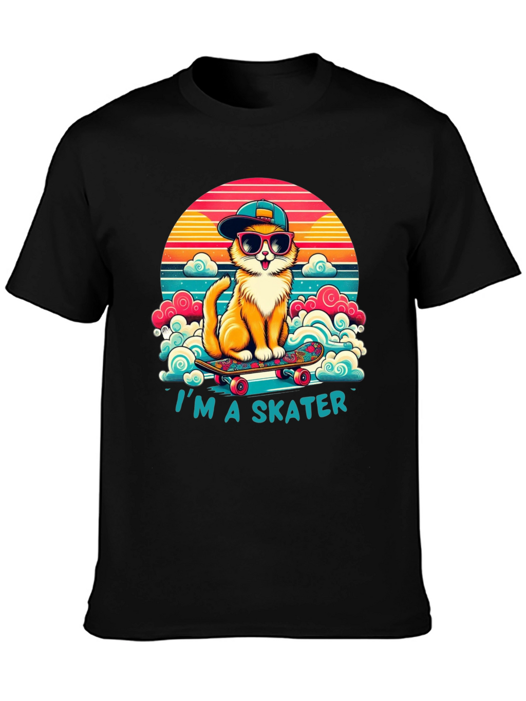 Cool Cat Skater T-Shirt - Retro Style