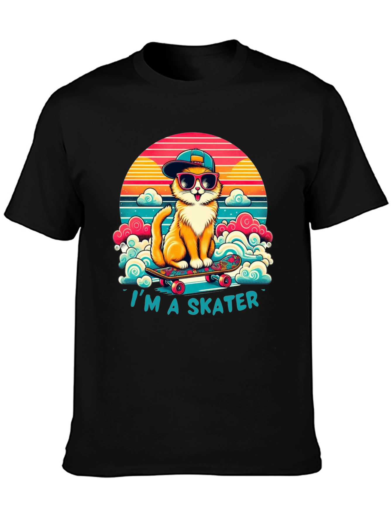 Cool Cat Skater T-Shirt - Retro Style