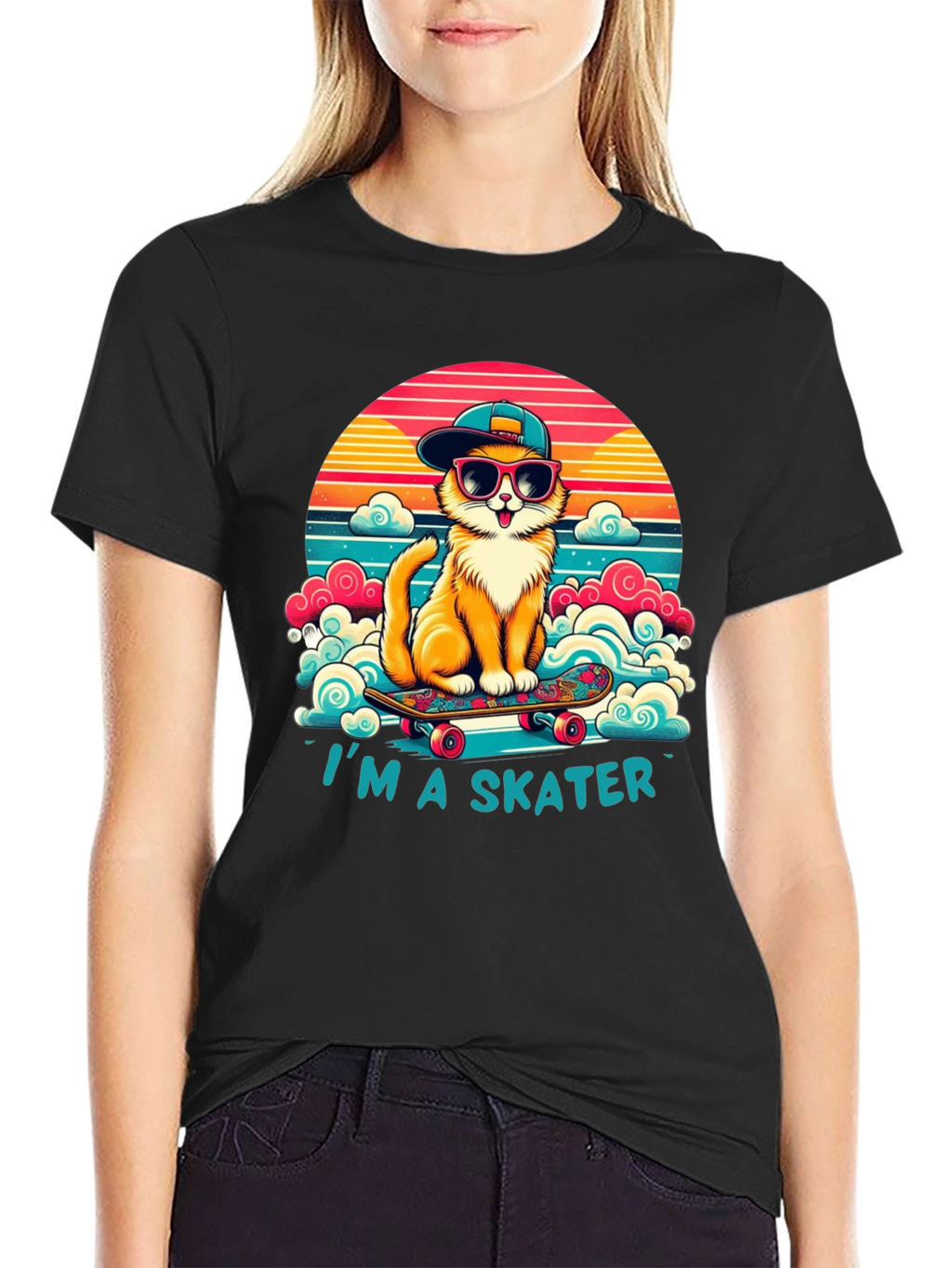 Cool Cat Skater T-Shirt - Retro Style