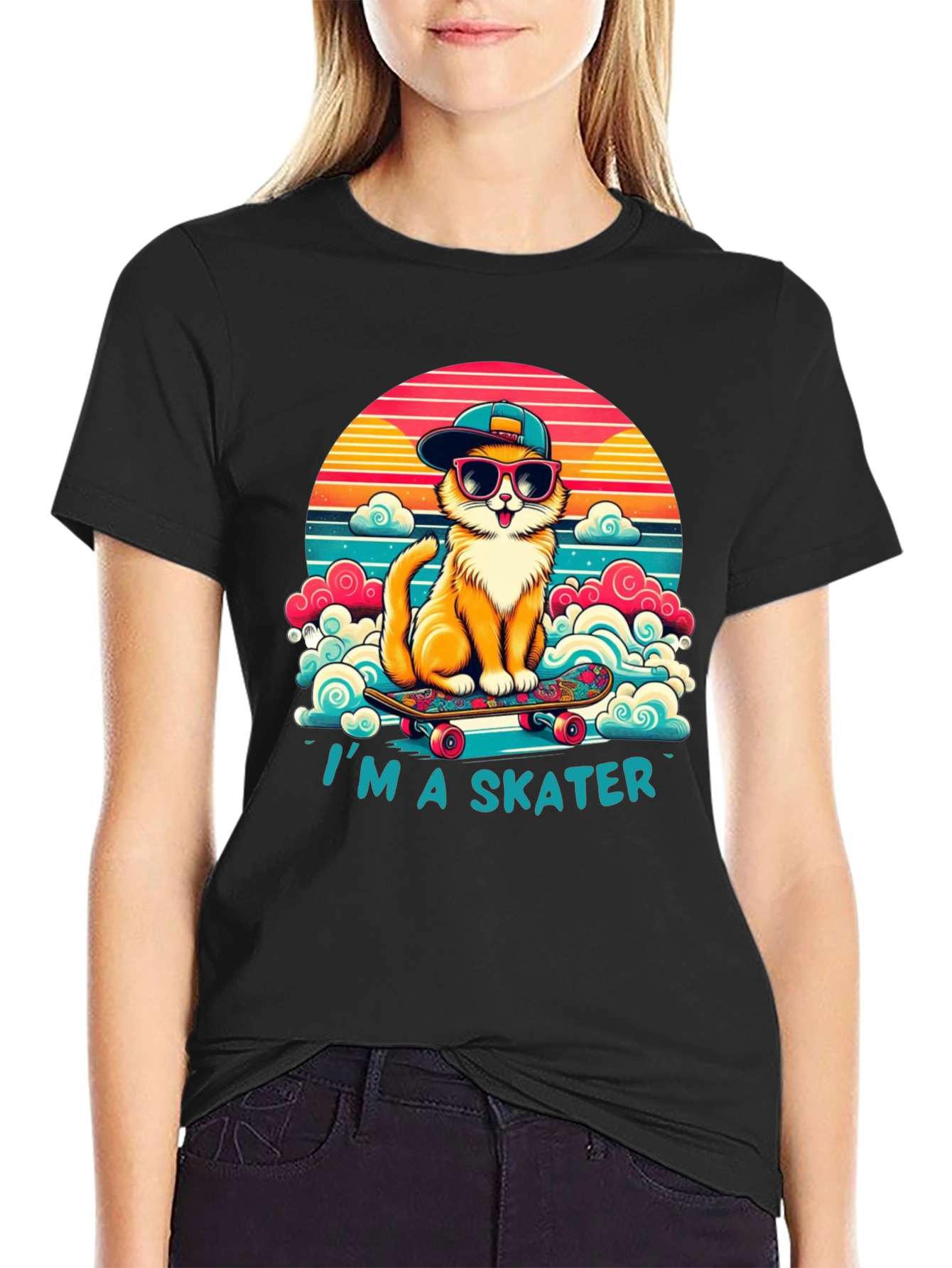 Cool Cat Skater T-Shirt - Retro Style