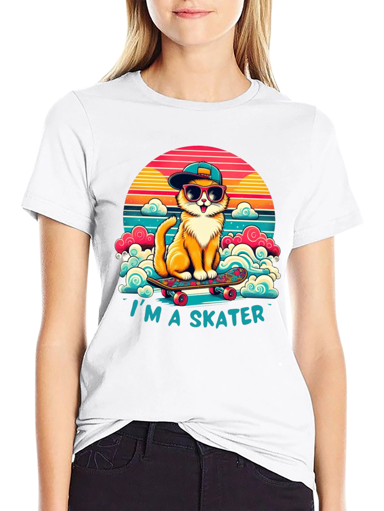 Cool Cat Skater T-Shirt - Retro Style