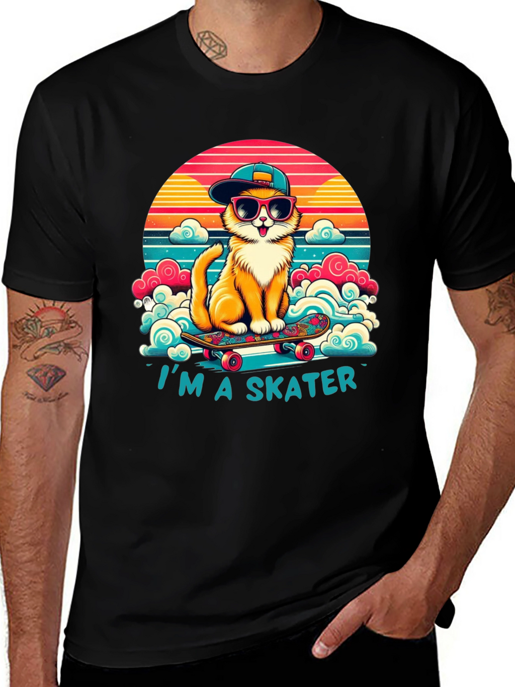 Cool Cat Skater T-Shirt - Retro Style