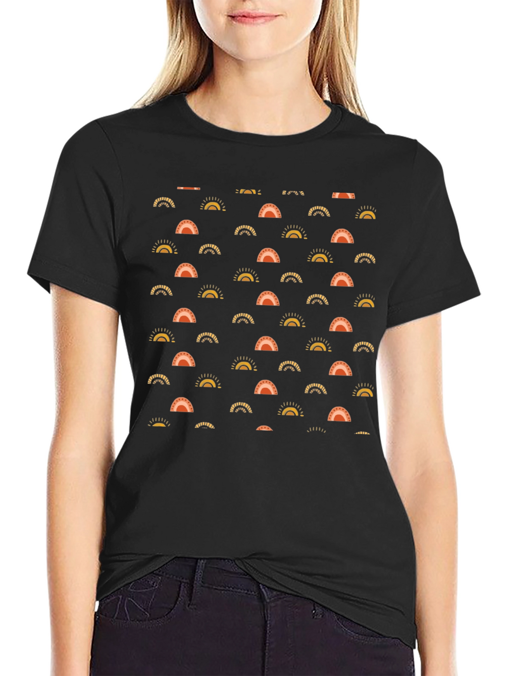 Patterned Black T-Shirt