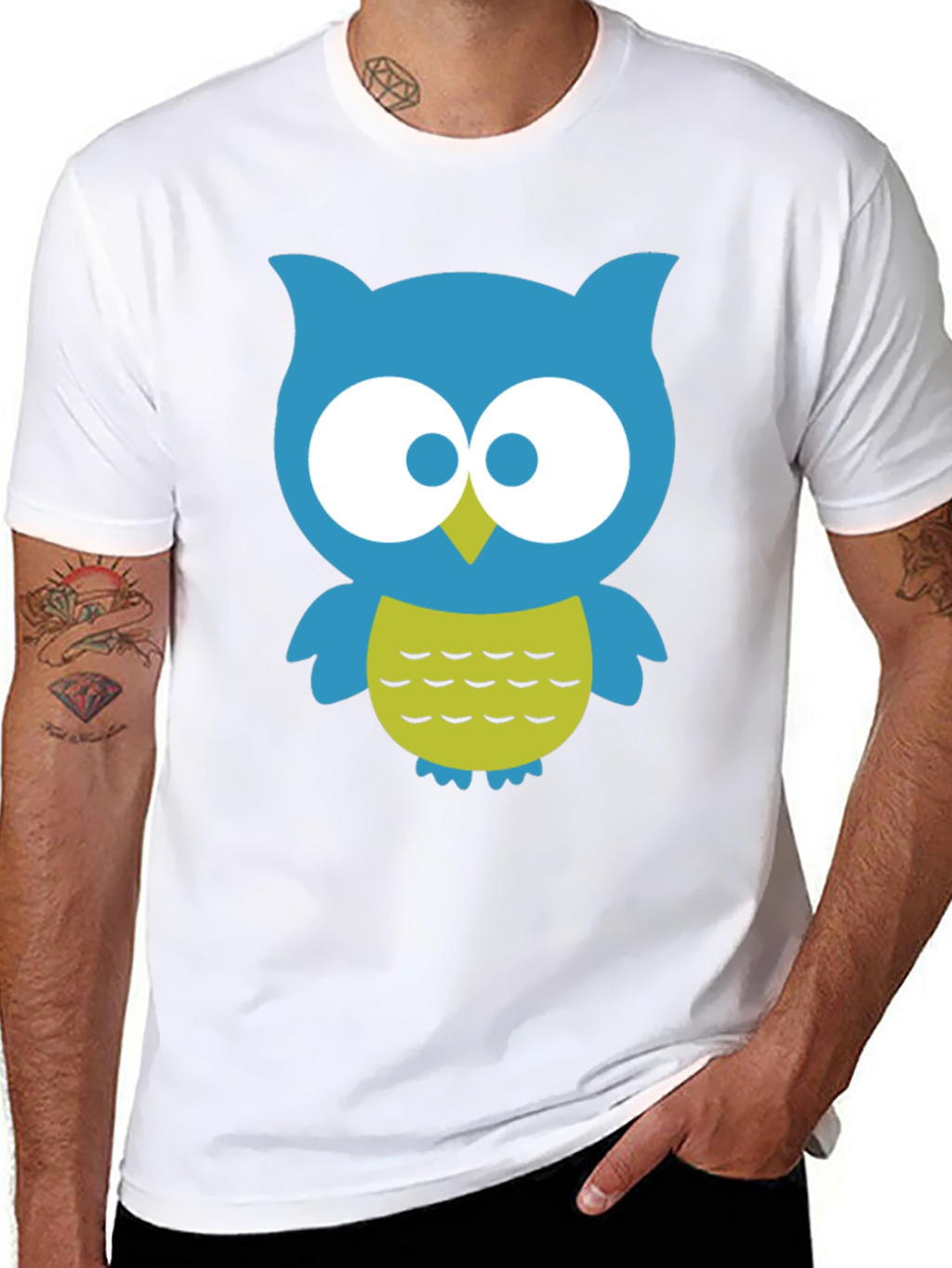 Cute Owl Graphic Tee - Black Cotton Blend